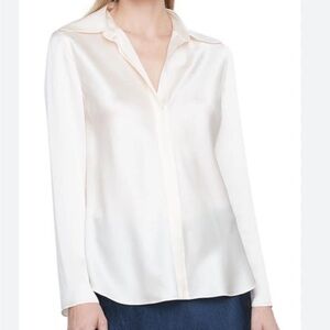 Vince bias cut button- up silk blouse